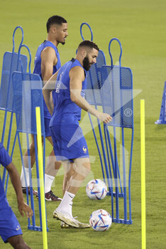 2022-11-19 - Karim Benzema, William Saliba of France during Team France practice ahead of the FIFA World Cup 2022 on November 19, 2022 in Doha, Qatar - FOOTBALL - WORLD CUP 2022 - PREVIEWS - 19/11 - FIFA WORLD CUP - SOCCER