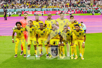 2022-11-20 - Team of Ecuador during the FIFA World Cup 2022, Group A football match between Qatar and Ecuador on November 20, 2022 at Al Bayt Stadium in Al-Khor, Qatar - FOOTBALL - WORLD CUP 2022 - QATAR V ECUADOR - FIFA WORLD CUP - SOCCER