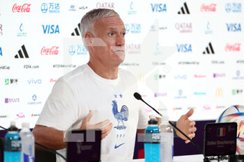 2022-11-21 - Head Coach of France Didier Deschamps speaks during the France Press Conference at Main Media Center during the FIFA World Cup 2022 on November 21, 2022 in Doha, Qatar - FOOTBALL - WORLD CUP 2022 - MISCS - FIFA WORLD CUP - SOCCER