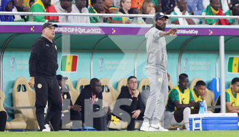 2022-11-21 - Coach Aliou Cisse of Senegal during the FIFA World Cup 2022, Group A football match between Senegal and Netherlands on November 21, 2022 at Al Thumama Stadium in Doha, Qatar - FOOTBALL - WORLD CUP 2022 - SENEGAL V NETHERLANDS - FIFA WORLD CUP - SOCCER