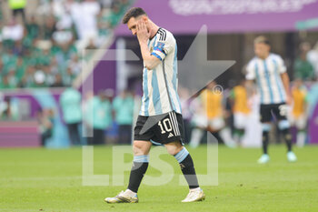 22/11/2022 - Lionel Messi of Argentina during the FIFA World Cup 2022, Group C football match between Argentina and Saudi Arabia on November 22, 2022 at Lusail Stadium in Al Daayen, Qatar - FOOTBALL - WORLD CUP 2022 - ARGENTINA V SAUDI ARABIA - FIFA MONDIALI - CALCIO