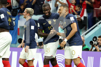 22/11/2022 - Kylian Mbappe of France celebrates with Dayot Upamecano of France (L) after putting his side 3-1 ahead during the FIFA World Cup 2022, Group D football match between France and Australia on November 22, 2022 at Al Janoub Stadium in Al Wakrah, Qatar - FOOTBALL - WORLD CUP 2022 - FRANCE V AUSTRALIA - FIFA MONDIALI - CALCIO