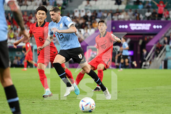 24/11/2022 - Federico Valverde of Uruguay, Hwang In-Beom of South Korea (L) during the FIFA World Cup 2022, Group H football match between Uruguay and Korea Republic on November 24, 2022 at Education City Stadium in Doha, Qatar - FOOTBALL - WORLD CUP 2022 - URUGUAY V KOREA REPUBLIC - FIFA MONDIALI - CALCIO