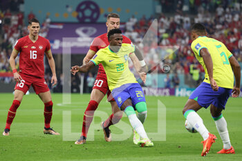 24/11/2022 - Vinicius Junior of Brazil during the FIFA World Cup 2022, Group G football match between Brazil and Serbia on November 24, 2022 at Lusail Stadium in Al Daayen, Qatar - FOOTBALL - WORLD CUP 2022 - BRAZIL V SERBIA - FIFA MONDIALI - CALCIO
