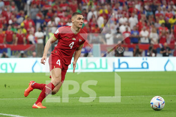 24/11/2022 - Nikola Milenkovic of Serbia during the FIFA World Cup 2022, Group G football match between Brazil and Serbia on November 24, 2022 at Lusail Stadium in Al Daayen, Qatar - FOOTBALL - WORLD CUP 2022 - BRAZIL V SERBIA - FIFA MONDIALI - CALCIO