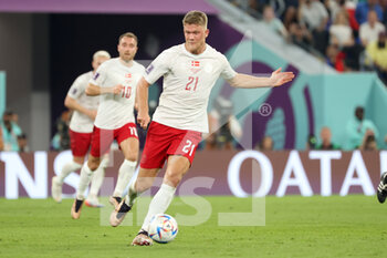 2022-11-26 - Andreas Cornelius of Denmark during the FIFA World Cup 2022, Group D football match between France and Denmark on November 26, 2022 at Stadium 974 in Doha, Qatar - FOOTBALL - WORLD CUP 2022 - FRANCE V DENMARK - FIFA WORLD CUP - SOCCER