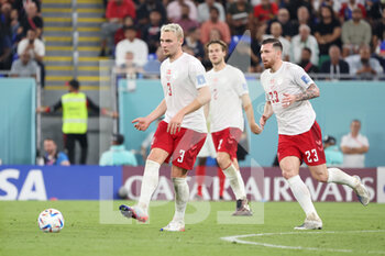 2022-11-26 - Victor Nelsson of Denmark, Pierre-Emile Hojbjerg of Denmark during the FIFA World Cup 2022, Group D football match between France and Denmark on November 26, 2022 at Stadium 974 in Doha, Qatar - FOOTBALL - WORLD CUP 2022 - FRANCE V DENMARK - FIFA WORLD CUP - SOCCER