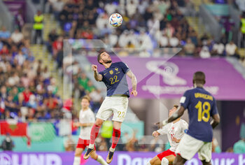 2022-11-26 - Theo Hernandez (22) of France during the FIFA World Cup 2022, Group D football match between France and Denmark on November 26, 2022 at Stadium 974 in Doha, Qatar - FOOTBALL - WORLD CUP 2022 - FRANCE V DENMARK - FIFA WORLD CUP - SOCCER
