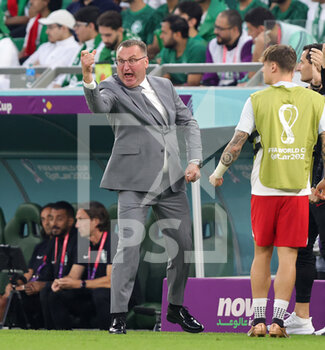 2022-11-26 - Head coach Czeslaw Michniewicz of Poland during the FIFA World Cup 2022, Group C football match between Poland and Saudi Arabia on November 26, 2022 at Education City Stadium in Doha, Qatar - FOOTBALL - WORLD CUP 2022 - POLAND V SAUDI ARABIA - FIFA WORLD CUP - SOCCER