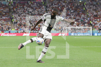 2022-11-27 - Antonio Rudiger of Germany during the FIFA World Cup 2022, Group E football match between Spain and Germany on November 27, 2022 at Al Bayt Stadium in Al Khor, Qatar - FOOTBALL - WORLD CUP 2022 - SPAIN V GERMANY - FIFA WORLD CUP - SOCCER