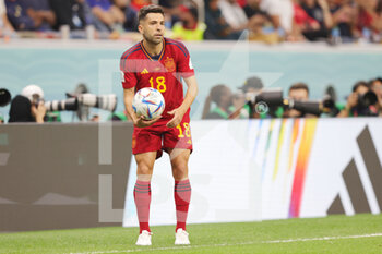 2022-11-27 - Jordi Alba of Spain during the FIFA World Cup 2022, Group E football match between Spain and Germany on November 27, 2022 at Al Bayt Stadium in Al Khor, Qatar - FOOTBALL - WORLD CUP 2022 - SPAIN V GERMANY - FIFA WORLD CUP - SOCCER