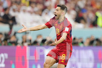 2022-11-27 - Jordi Alba of Spain reacts during the FIFA World Cup 2022, Group E football match between Spain and Germany on November 27, 2022 at Al Bayt Stadium in Al Khor, Qatar - FOOTBALL - WORLD CUP 2022 - SPAIN V GERMANY - FIFA WORLD CUP - SOCCER
