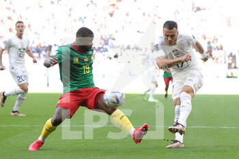 28/11/2022 - Filip Kostic of Serbia and Collins Fai of Cameroon during the FIFA World Cup 2022, Group G football match between Cameroon and Serbia on November 28, 2022 at Al Janoub Stadium in Al Wakrah, Qatar - FOOTBALL - WORLD CUP 2022 - CAMEROON V SERBIA - FIFA MONDIALI - CALCIO