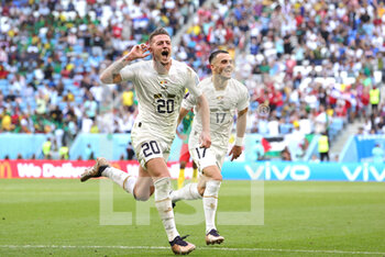 28/11/2022 - Sergej Milinkovic-Savic of Serbia celebrates his goal 1-2 during the FIFA World Cup 2022, Group G football match between Cameroon and Serbia on November 28, 2022 at Al Janoub Stadium in Al Wakrah, Qatar - FOOTBALL - WORLD CUP 2022 - CAMEROON V SERBIA - FIFA MONDIALI - CALCIO