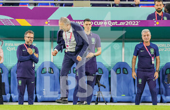 2022-11-29 - Head coach Tite of Brazil celebrates at full time during the FIFA World Cup 2022, Group G football match between Brazil and Switzerland on November 28, 2022 at Stadium 974 in Doha, Qatar - FOOTBALL - WORLD CUP 2022 - BRAZIL V SWITZERLAND - FIFA WORLD CUP - SOCCER