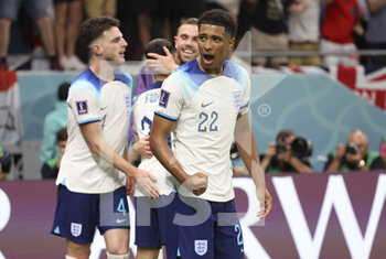 2022-11-29 - Jude Bellingham of England celebrates the goal of Phil Foden during the FIFA World Cup 2022, Group B football match between Wales and England on November 29, 2022 at Ahmad Bin Ali Stadium in Ar-Rayyan, Qatar - FOOTBALL - WORLD CUP 2022 - WALES V ENGLAND - FIFA WORLD CUP - SOCCER