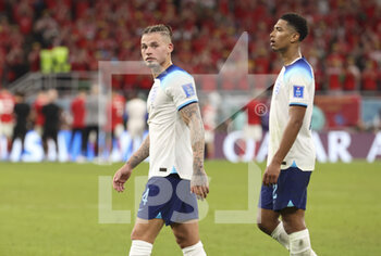 2022-11-29 - Kalvin Phillips, Jude Bellingham of England celebrate the victory following the FIFA World Cup 2022, Group B football match between Wales and England on November 29, 2022 at Ahmad Bin Ali Stadium in Ar-Rayyan, Qatar - FOOTBALL - WORLD CUP 2022 - WALES V ENGLAND - FIFA WORLD CUP - SOCCER