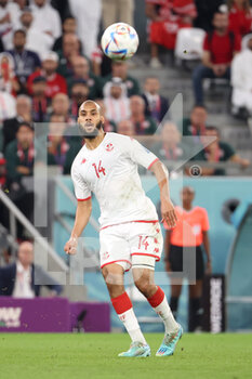 2022-11-30 - Aissa Laidouni of Tunisia during the FIFA World Cup 2022, Group D football match between Tunisia and France on November 30, 2022 at Education City Stadium in Doha, Qatar - FOOTBALL - WORLD CUP 2022 - TUNISIA V FRANCE - FIFA WORLD CUP - SOCCER