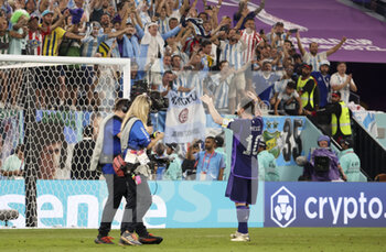 2022-11-30 - Lionel Messi of Argentina celebrates the victory following the FIFA World Cup 2022, Group C football match between Poland and Argentina on November 30, 2022 at Stadium 974 in Doha, Qatar - FOOTBALL - WORLD CUP 2022 - POLAND V ARGENTINA - FIFA WORLD CUP - SOCCER