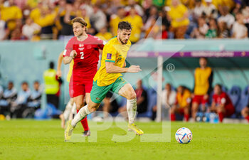 2022-12-01 - Matthew Leckie (7) of Australia during the FIFA World Cup 2022, Group D football match between Australia and Denmark on November 30, 2022 at Al-Janoub Stadium in Al-Wakrah, Qatar - FOOTBALL - WORLD CUP 2022 - AUSTRALIA V DENMARK - FIFA WORLD CUP - SOCCER