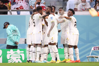 2022-11-28 - Mohammed Salisu of Ghana celebrates his goal with teammates during the FIFA World Cup 2022, Group H football match between South Korea Republic and Ghana on November 28, 2022 at Education City Stadium in Doha, Qatar - FOOTBALL - WORLD CUP 2022 - KOREA REPUBLIC V GHANA - FIFA WORLD CUP - SOCCER