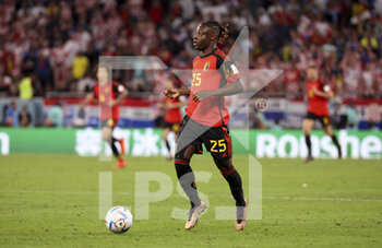2022-12-01 - Jeremy Doku of Belgium during the FIFA World Cup 2022, Group F football match between Croatia and Belgium on December 1, 2022 at Ahmad Bin Ali Stadium in Ar-Rayyan, Qatar - FOOTBALL - WORLD CUP 2022 - CROATIA V BELGIUM - FIFA WORLD CUP - SOCCER