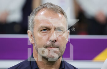 2022-12-01 - Head coach Hansi Flick of Germany during the FIFA World Cup 2022, Group E football match between Costa Rica and Germany on December 1, 2022 at Al Bayt Stadium in Al Khor, Qatar - FOOTBALL - WORLD CUP 2022 - COSTA RICA V GERMANY - FIFA WORLD CUP - SOCCER