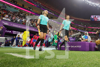 2022-12-01 - Referee's Neuza Ines Back (Brazil), Stephanie Frappart (France) during the FIFA World Cup 2022, Group E football match between Costa Rica and Germany on December 1, 2022 at Al Bayt Stadium in Al Khor, Qatar - FOOTBALL - WORLD CUP 2022 - COSTA RICA V GERMANY - FIFA WORLD CUP - SOCCER
