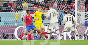 2022-12-01 - Juan Pablo Vargas of Costa Rica scores the 2-1 goal, Manuel Neuer of Germany during the FIFA World Cup 2022, Group E football match between Costa Rica and Germany on December 1, 2022 at Al Bayt Stadium in Al Khor, Qatar - FOOTBALL - WORLD CUP 2022 - COSTA RICA V GERMANY - FIFA WORLD CUP - SOCCER