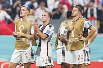 2022-12-01 - Nico Schlotterbeck, Mario Gotze, Christian Gunter of Germany look dejected during the FIFA World Cup 2022, Group E football match between Costa Rica and Germany on December 1, 2022 at Al Bayt Stadium in Al Khor, Qatar - FOOTBALL - WORLD CUP 2022 - COSTA RICA V GERMANY - FIFA WORLD CUP - SOCCER