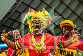 2022-12-02 - Ghana fans during the FIFA World Cup 2022, Group H football match between Ghana and Uruguay on December 2, 2022 at Al-Janoub Stadium in Al-Wakrah, Qatar - FOOTBALL - WORLD CUP 2022 - GHANA V URUGUAY - FIFA WORLD CUP - SOCCER