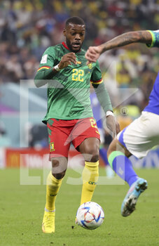 2022-12-02 - Olivier Ntcham of Cameroon during the FIFA World Cup 2022, Group G football match between Cameroon and Brazil on December 2, 2022 at Lusail Stadium in Al Daayen, Qatar - FOOTBALL - WORLD CUP 2022 - CAMEROON V BRAZIL - FIFA WORLD CUP - SOCCER