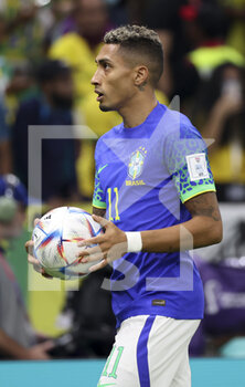 2022-12-02 - Raphinha of Brazil during the FIFA World Cup 2022, Group G football match between Cameroon and Brazil on December 2, 2022 at Lusail Stadium in Al Daayen, Qatar - FOOTBALL - WORLD CUP 2022 - CAMEROON V BRAZIL - FIFA WORLD CUP - SOCCER