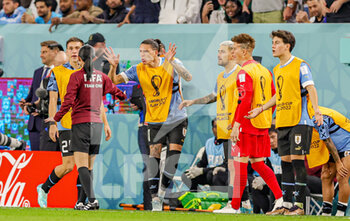 2022-12-03 - Bench of Uruguay during the FIFA World Cup 2022, Group H football match between Ghana and Uruguay on December 2, 2022 at Al-Janoub Stadium in Al-Wakrah, Qatar - FOOTBALL - WORLD CUP 2022 - GHANA V URUGUAY - FIFA WORLD CUP - SOCCER