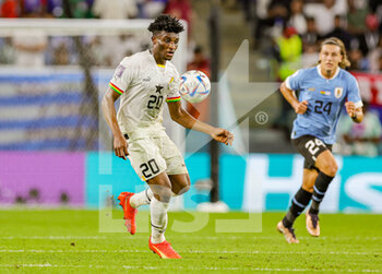 2022-12-03 - Mohammed Kudus (20) of Ghana during the FIFA World Cup 2022, Group H football match between Ghana and Uruguay on December 2, 2022 at Al-Janoub Stadium in Al-Wakrah, Qatar - FOOTBALL - WORLD CUP 2022 - GHANA V URUGUAY - FIFA WORLD CUP - SOCCER