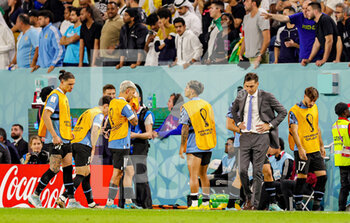 2022-12-03 - Head coach Diego Alonso of Uruguay looks dejected during the FIFA World Cup 2022, Group H football match between Ghana and Uruguay on December 2, 2022 at Al-Janoub Stadium in Al-Wakrah, Qatar - FOOTBALL - WORLD CUP 2022 - GHANA V URUGUAY - FIFA WORLD CUP - SOCCER