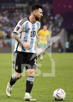 2022-12-03 - Lionel Messi of Argentina during the FIFA World Cup 2022, Round of 16 football match between Argentina and Australia on December 3, 2022 at Ahmad Bin Ali Stadium in Al Rayyan, Qatar - FOOTBALL - WORLD CUP 2022 - 1/8 - ARGENTINA V AUSTRALIA - FIFA WORLD CUP - SOCCER
