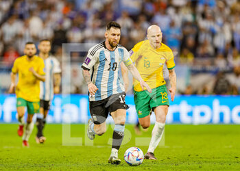 2022-12-04 - Lionel Messi (10) of Argentina during the FIFA World Cup 2022, Round of 16 football match between Argentina and Australia on December 3, 2022 at Ahmad Bin Ali Stadium in Al Rayyan, Qatar - FOOTBALL - WORLD CUP 2022 - 1/8 - ARGENTINA V AUSTRALIA - FIFA WORLD CUP - SOCCER