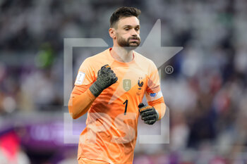 2022-12-04 - Hugo Lloris of France celebrates the 1-0 goal during the FIFA World Cup 2022, Round of 16 football match between France and Poland on December 4, 2022 at Al Thumama Stadium in Doha, Qatar - FOOTBALL - WORLD CUP 2022 - 1/8 - FRANCE V POLAND - FIFA WORLD CUP - SOCCER