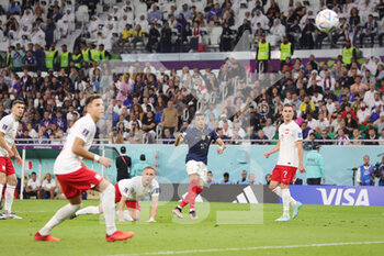 2022-12-04 - Kylian Mbappe of France scores a goal 3-0 during the FIFA World Cup 2022, Round of 16 football match between France and Poland on December 4, 2022 at Al Thumama Stadium in Doha, Qatar - FOOTBALL - WORLD CUP 2022 - 1/8 - FRANCE V POLAND - FIFA WORLD CUP - SOCCER