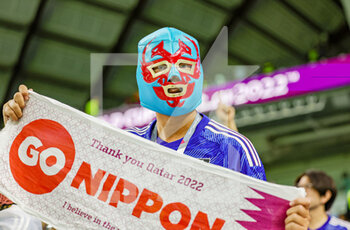 2022-12-05 - Japan fans during the FIFA World Cup 2022, Round of 16 football match between Japan and Croatia on December 5, 2022 at Al-Janoub Stadium in Al-Wakrah, Qatar - FOOTBALL - WORLD CUP 2022 - 1/8 - JAPAN V CROATIA - FIFA WORLD CUP - SOCCER