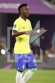 2022-12-05 - Rodrygo Silva de Goes of Brazil celebrates his goal during the FIFA World Cup 2022, Round of 16 football match between Brazil and Korea Republic on December 5, 2022 at Stadium 974 in Doha, Qatar - FOOTBALL - WORLD CUP 2022 - 1/8 - BRAZIL V KOREA REPUBLIC - FIFA WORLD CUP - SOCCER