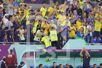 2022-12-05 - Neymar of Brazil celebrates during the FIFA World Cup 2022, Round of 16 football match between Brazil and Korea Republic on December 5, 2022 at Stadium 974 in Doha, Qatar - FOOTBALL - WORLD CUP 2022 - 1/8 - BRAZIL V KOREA REPUBLIC - FIFA WORLD CUP - SOCCER