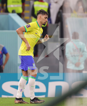 2022-12-05 - Lucas Paqueta of Brazil celebrates his goal 4-0 during the FIFA World Cup 2022, Round of 16 football match between Brazil and Korea Republic on December 5, 2022 at Stadium 974 in Doha, Qatar - FOOTBALL - WORLD CUP 2022 - 1/8 - BRAZIL V KOREA REPUBLIC - FIFA WORLD CUP - SOCCER
