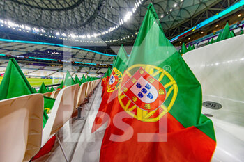 2022-12-06 - Portugal flags inside the Lusail Iconic Stadium during the FIFA World Cup 2022, Round of 16 football match between Portugal and Switzerland on December 6, 2022 at Lusail Stadium in Al Daayen, Qatar - FOOTBALL - WORLD CUP 2022 - 1/8 - PORTUGAL V SWITZERLAND - FIFA WORLD CUP - SOCCER