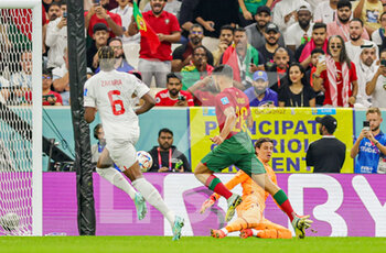 2022-12-06 - Goncalo Ramos (26) of Portugal scores a goal 5-1 during the FIFA World Cup 2022, Round of 16 football match between Portugal and Switzerland on December 6, 2022 at Lusail Stadium in Al Daayen, Qatar - FOOTBALL - WORLD CUP 2022 - 1/8 - PORTUGAL V SWITZERLAND - FIFA WORLD CUP - SOCCER
