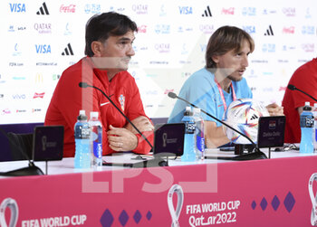 2022-12-08 - Coach of Croatia Zlatko Dalic, Luka Modric answer to the media during a press conference at the Qatar National Convention Center QNCC during the FIFA World Cup 2022 on December 8, 2022 in Doha, Qatar - FOOTBALL - WORLD CUP 2022 - MISCS - FIFA WORLD CUP - SOCCER