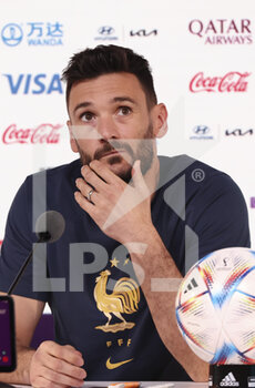 2022-12-09 - France goalkeeper Hugo Lloris answers to the media during a press conference at the Qatar National Convention Center QNCC during the FIFA World Cup 2022 on December 9, 2022 in Doha, Qatar - FOOTBALL - WORLD CUP 2022 - MISCS - FIFA WORLD CUP - SOCCER