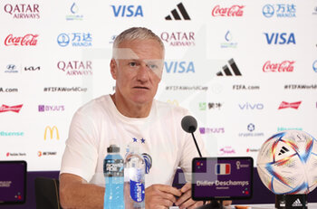 2022-12-09 - Coach of France Didier Deschamps answers to the media during a press conference at the Qatar National Convention Center QNCC during the FIFA World Cup 2022 on December 9, 2022 in Doha, Qatar - FOOTBALL - WORLD CUP 2022 - MISCS - FIFA WORLD CUP - SOCCER