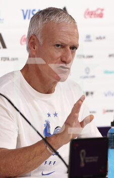 2022-12-09 - Coach of France Didier Deschamps answers to the media during a press conference at the Qatar National Convention Center QNCC during the FIFA World Cup 2022 on December 9, 2022 in Doha, Qatar - FOOTBALL - WORLD CUP 2022 - MISCS - FIFA WORLD CUP - SOCCER
